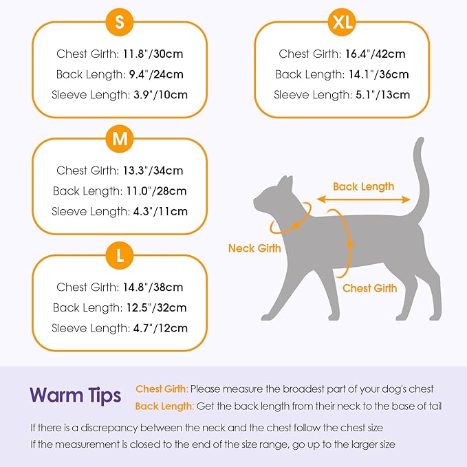 SUNFURA Hair Sticky Cat Clothes, Cat Sweater for Cats Only, 4-Legged Fleece Sweaters Kitten Pajamas Reduce Shedding Fur, Warm Pullover Shirts for Cats, Purple XL