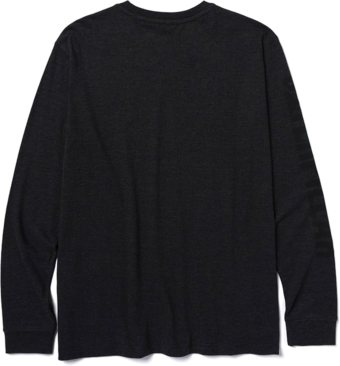 Caterpillar Trademark Banner Long Sleeve Tee Shirts for Men with Center Back Neck Wire Management Loop and Cat Workwear Logo