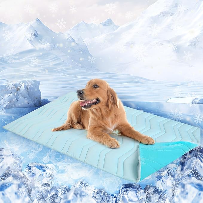 SCENEREAL Dog Cooling Mat for Crate, Thicken Self-Cooling Dog Pad Reversible (Cool & Warm), 59"x40" Extra Large Pet Cool Bed Use in Kennel Sofa, Machine Washable, Durable Non-Toxic Gel, Outdoor