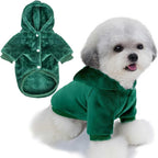 FabriCastle Dog Hoodie Sweater for Small Dogs Boy and Girl, Dog Clothes XS XXS Puppy Sweatshirt, Pet Outfit, Cat Clothing Super Soft Warm Snap On Closure (Dark Green, Small)