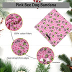 ARING PET Bee Dog Bandanas, Spring Yellow Pink Bees Pet Bandana Scarf Triangle Bibs for Puppy Small Medium Large Boy Girl Dogs Cats-L