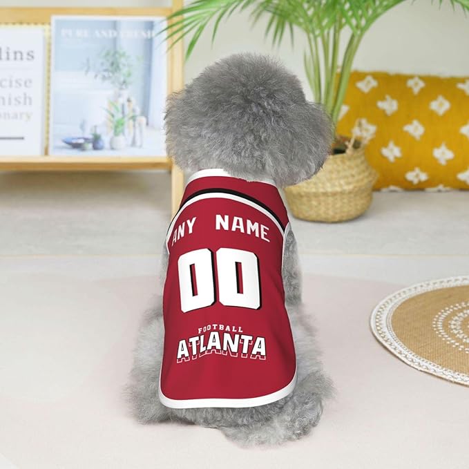 Atlanta Custom Pet Jersey Dog Clothes Jersey Various Sizes Customized Any Name & Number for Small & Middle and Big Dogs