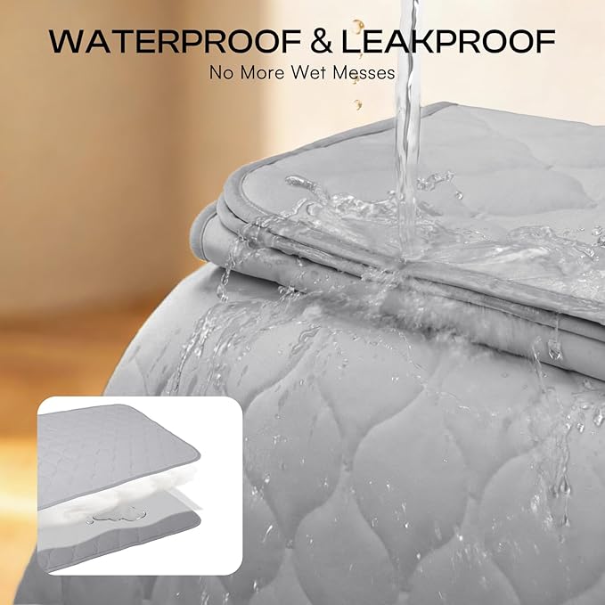 Luciphia Waterproof Cooling Blanket for Dogs Couch Cover Q-MAX>0.5, Leakproof Pet Mat Non-Slip for Cat Puppy Crate Bed Protector Outdoor Throw (Cloud Grey, 60x80 inches)
