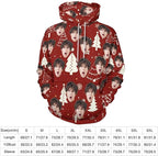 Artsadd Custom Face Unisex athletic Pockets Sweatshirt Loose Hoodie Custom Christmas Long Sleeve Sweatshirt Hooded Pullover