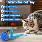 2PCS Interactive Cat Toy Ball with Feather Tails - Speedy Cat Toys for Indoor Cats, Moving Stimulation Smart Cat Toy for Enrichment, Motion Activated Automatic Rolling Toys to Keep Them Busy Blue