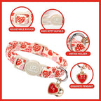 Cat Collar, 2Pack Valentine's Day Cat Collars-Cute Breakaway Cat Collar with Bell & Pendant, Sweet Heart Kitten Collars Pink Hearts with Safety Buckle for Girl and Boy Cats, 7-12Inch