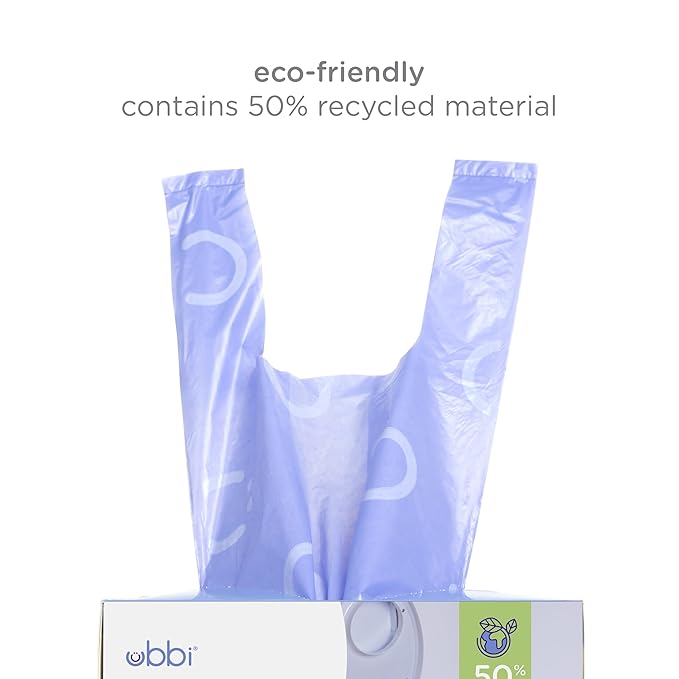 Ubbi Disposable Diaper Sacks, Lavender Scented, Easy-To-Tie Tabs, Diaper Disposal or Pet Waste Bags, 200 Count