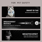 2 Pack Breakaway Cat Collar with QR Code & Bell, Reflective Safety Collar with Never-Lost Digital ID Tag, Adjustable 7.5-12.5 Inch for Indoor Outdoor Cats (Purple & Pink)