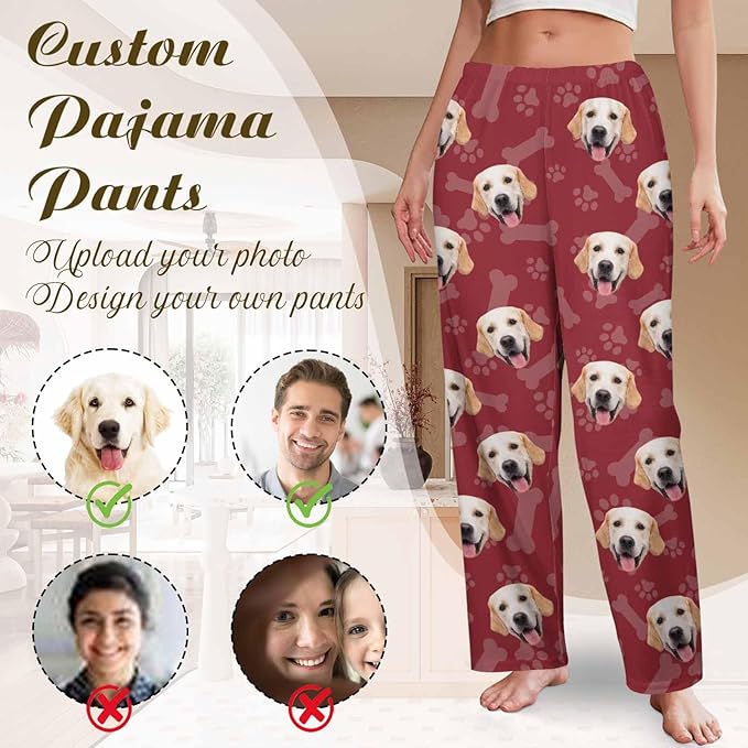 Custom Couple Pajama Pants Sock with Funny Face, Personalized PJ Anniversary Birthday Women Men Pants