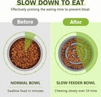 Pecute Slow Feeder Dog Bowls to Slow Down Eating, Dog Bowl Slow Feeder with No-Spill Non-Skid Silicone Mat, Food-Grade Safe Dog Food Bowls Slow Feeder, Stainless Steel Dog Water Bowl for Dogs Cats
