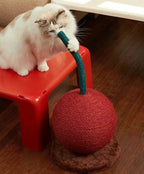 VETRESKA Cherry Cat Scratching Post, 22.64" Tall Cat Scratcher with Jute Rope Ball, Vertical Cat Scratch Post Claw Scratchers for Indoor Cats, Kitten Supplies