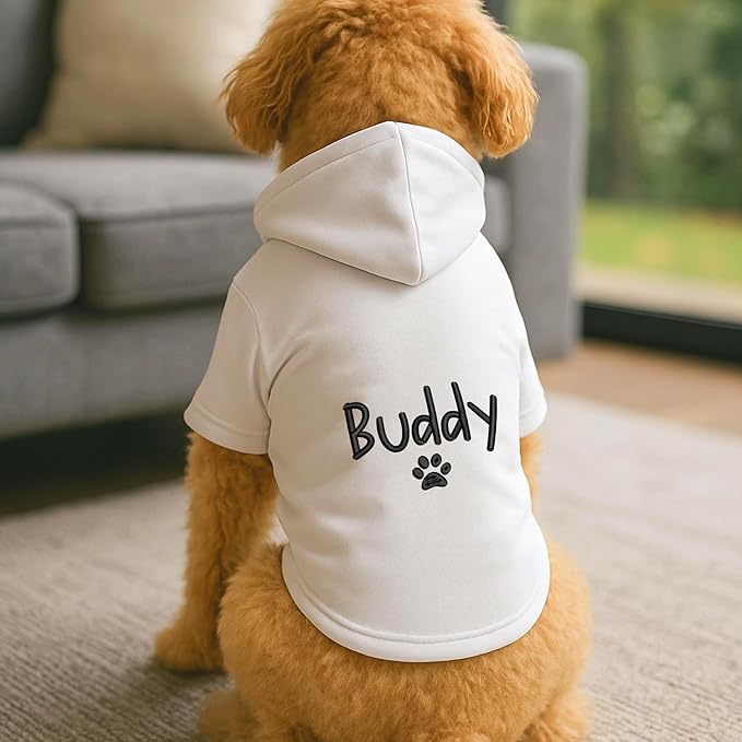 Personalized Name Dog Hoodie, Embroidered Hoodies Pets Name, Bright Puppy Sweatshirt, Custom Pet Memorial, Pet Clothes