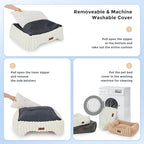 Small Dog Beds for Small Dogs - Washable Cat Beds for Indoor Cats, Rectangle Orthopedic Puppy Bed with Fluffy Removable Cover, 20x19x7inches, Cream