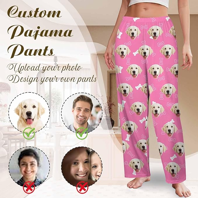 Custom Couple Pajama Pants Sock with Funny Face, Personalized PJ Anniversary Birthday Women Men Pants
