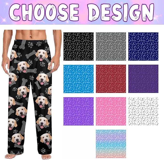 Custom Couple Pajama Pants Sock with Funny Face, Personalized PJ Anniversary Birthday Women Men Pants