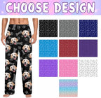 Custom Couple Pajama Pants Sock with Funny Face, Personalized PJ Anniversary Birthday Women Men Pants