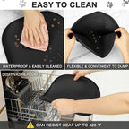 Small Silicone Pet Food Mat with Raised Edge for Food and Water Bowl, Square Dog Feeding Mats, Cat Food Trays for Floor Waterproof, Rubber Tray for Dogs and Cats, 12 x 12 x 0.7 Black