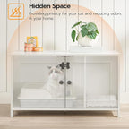 HOOBRO Litter Box Enclosure, Cat Litter Box Furniture with Removable Divider, Large Hidden Litter Box Furniture, Wooden Cat House, End Side Table, 31" L x 17.5" W x 19.7" H, White WT03MW01G2