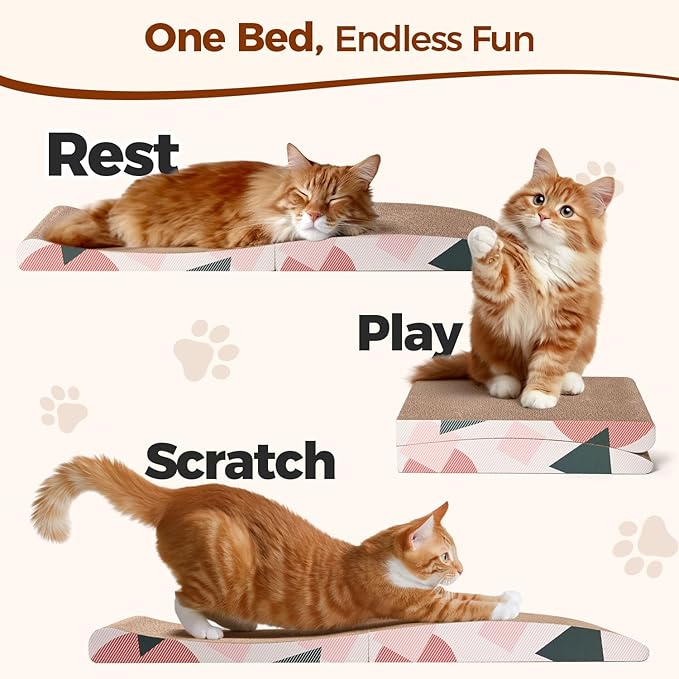 ComSaf Cat Scratcher Carboard Pad 32"x10", Large Cat Scratcher Bed for Indoor Cats, Durable Cat Scratching Board, Recycle Cat Scratch Pad for Adult, Big, Medium, Small Cats Lounger
