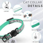 Cat Collar Breakaway with QR Code Name Tag, Reflective Kitten Collars with Bell, Cat ID Tag Personalized, Ultra-Durable, Adjustable, Quick Release, Fits Most Girl Boy Small Large Cats (8''-13.3'')