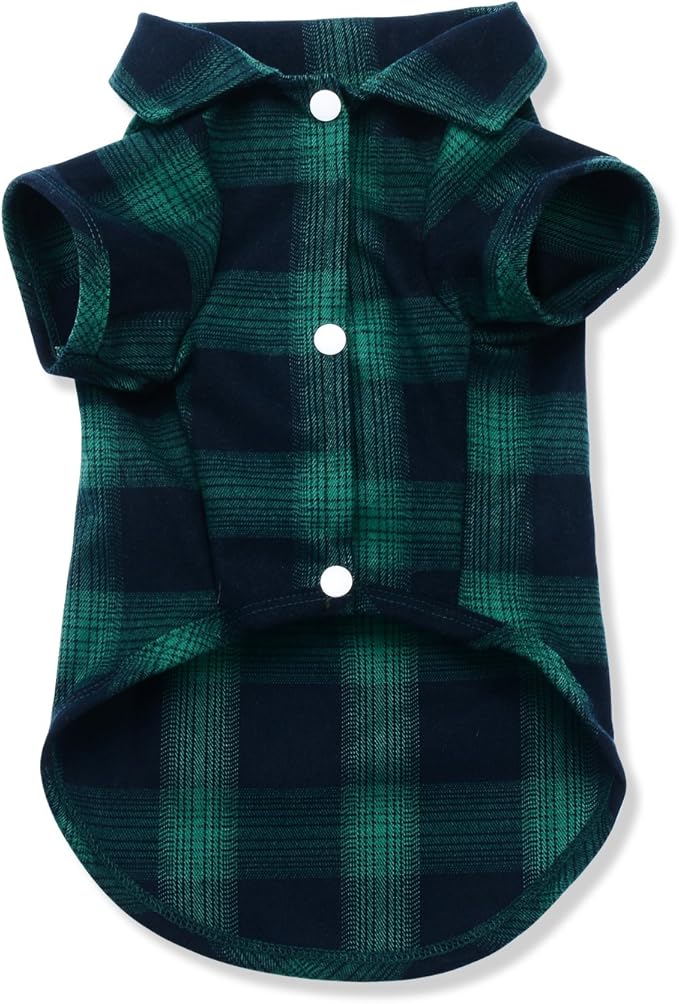 Dog Shirt,Koneseve Pet Plaid Polo Clothes Shirt T-Shirt, Sweater Bottoming Shirt ,Cat Puppy Grid Adorable Wearing Stylish Cozy Halloween,Christmas Costumes {Green;XS/Extra Small}