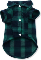 Koneseve Dog Shirt, Pet Plaid Clothes T-Shirt Sweater Matching Breathable for Small Medium Large Dog Cat Puppy Adorable Casual Cozy Halloween Thanksgiving Christmas Costumes (Green; 4XL)