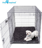 Paw Inspired Washable Padded Crate Mats for Dogs | 41” x 28” Pad, Fits 42-inch Kennels | Leakproof, Waterproof Bottom, Plush Pet Beds (Tan)