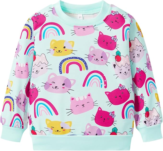 RETSUGO Toddler Baby Girls Sweatshirts Casual Pullover Crewneck Winter Long Sleeve Tops Shirts Clothes 3T-8T