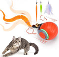 BABORUI Interactive Cat Toy Ball - Automatic Interactive Cat Toys for Indoor Cats with 3 Tails, 2 Speeds Rechargeable Enrichment Toys for Small/Medium/Large to Keep Them Busy (Orange)