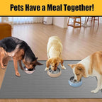 51.2"x25.6"(130cm×65cm) Largest Dog Food Mat, XXXXL Silicone Dog and Cat Mat for Food and Water Bowls, Thinken Waterproof Non-Slip XXXL Pet Feeding Mat for Floors, Dark Blue