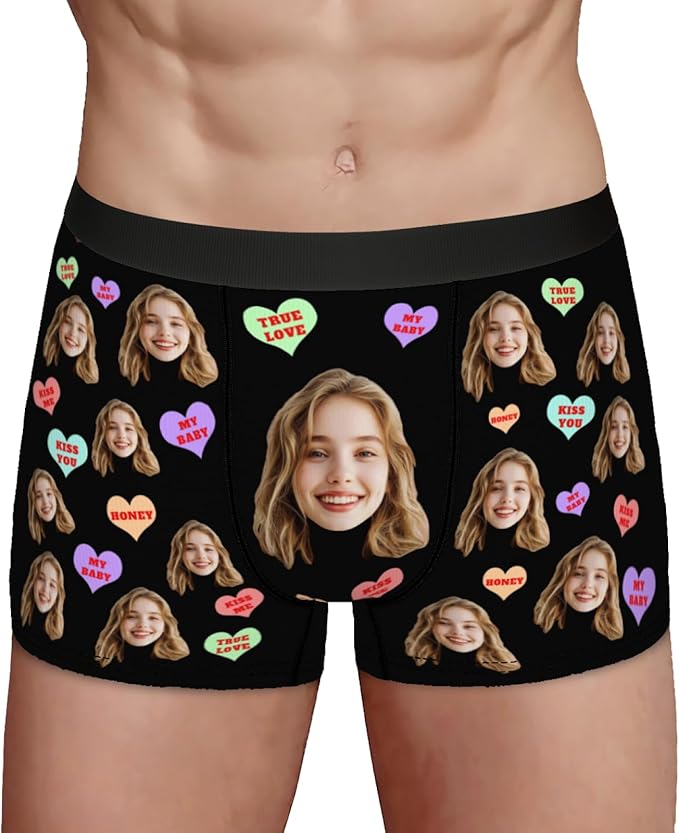 Personalized Underwear for Men with Face Custom Face Boxers Customized Boxer Briefs Funny Gifts for Him Husband Boyfriend