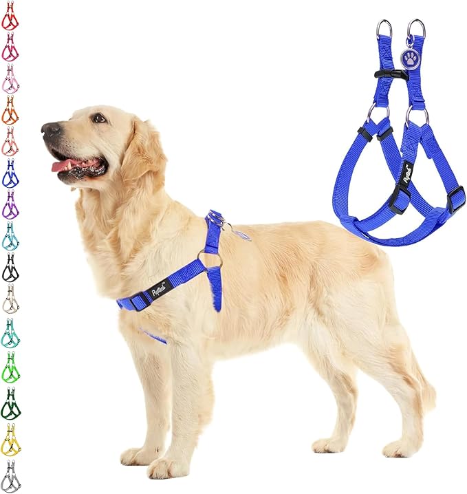 PUPTECK No Pull Dog Harness Soft Adjustable Basic Nylon Step in Puppy Vest Outdoor Walking with ID Tag Medium