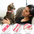 Valentine's Day Cat Collar,2 Pack Cat Collars Breakaway with Bell, DOGWONG Safety Buckle Cat Collar Blue Heart for Girl Boy Cats and Small Dogs，Adjustable 7-12 Inch,Pet Supplies Accessories