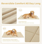 Made4Pets Dog Crate Pad Bed for Large Dogs, Washable & Reversible, Anti-Slip Kennel Mat for Cozy Sleeping, Soft Fluffy Dog Bed for Indoor & Outdoor Use, 36"x27", Beige