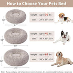 WNPETHOME Calming Dog Beds for Large Dogs, Anti-Anxiety Donut Large pet Bed, Fluffy Faux Fur Plush Dog Bed，Warming Cozy Soft Round Lagre Pet Beds for Jumbo Dogs, Cat Cuddler Cushion Pad