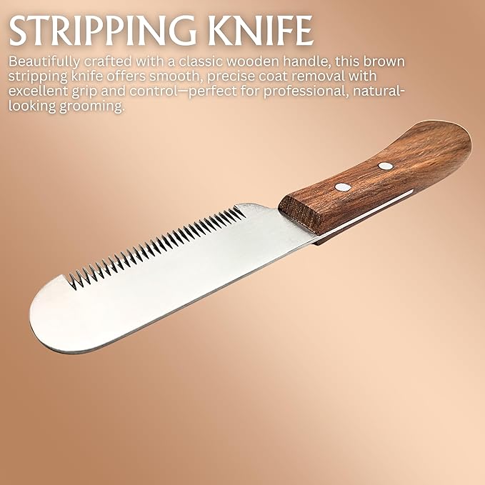Stripping Carding Knife for Dogs & Cats – Professional Pet Grooming Tool for Deshedding, Hand Stripping & Undercoat Removal – Stainless Steel Blade with Ergonomic Handle