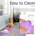 Super Design Dog Food Mat Dog Bowl Mat for Food and Water Silicone Non Spill Cat Feeding Mat Puppy Placemat Waterproof - 20.5" x 14.5", Purple