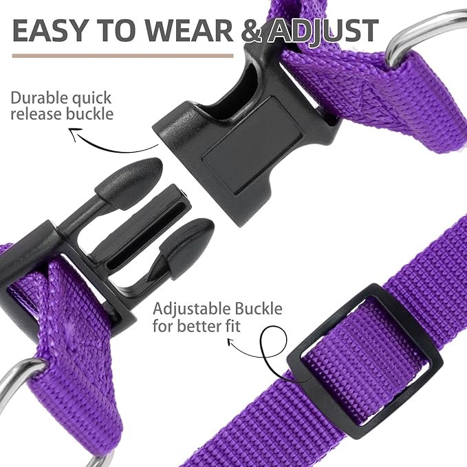 PUPTECK No Pull Dog Harness Soft Adjustable Basic Nylon Step in Puppy Vest Outdoor Walking with ID Tag Medium
