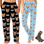 MyPupSocks Custom Pajama Pants for Pet Lover, Personalized Photo Face Printed Pajama Bottoms Sleepwear with Pockets