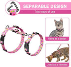 Hikiko Cat Harness and Leash Set Escape Proof Adjustable Walking Travel Cute Girl Kitten Harness for Small Medium Large Cats (Pink Polka Dots, S)