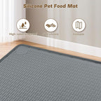 Cat Food Mat, 50" x 35" Extra Large Silicone Pet Feeding Mat with Raised Edge Pet Placemat for Food and Water Bowl Non-Slip, Easy to Clean, Floor Protection (Dark Grey)