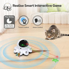 ORSDA Cat Laser Toy, 2-in-1 Interactive Automatic Motion Activated Moving 8 Holes Whack A Mole Feather, USB Rechargeable Electronic Smart Sensor Kitten Toys for Indoor Exercise