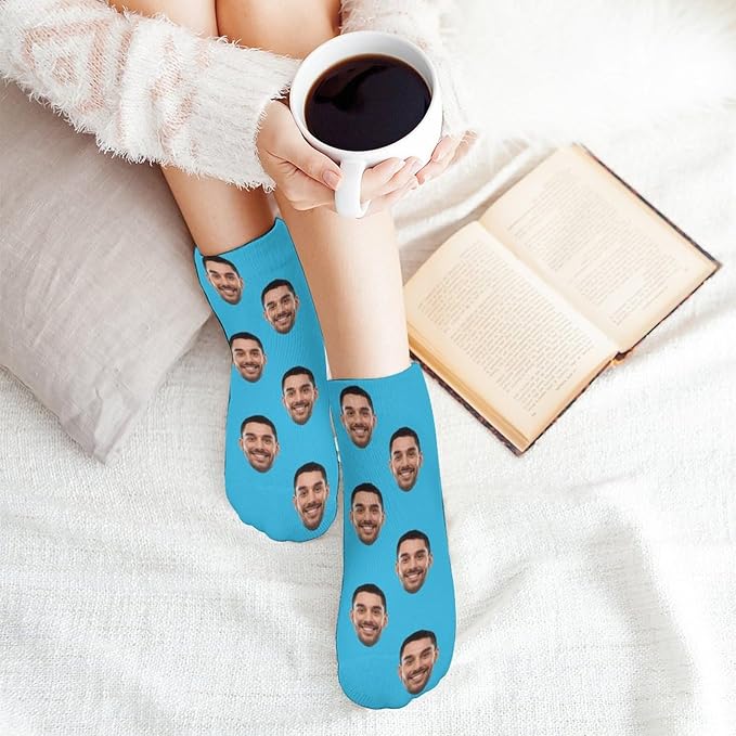 Personalized Ankle Socks with Face Custom Photo Socks Low Cut Ankle Socks Athletic Socks Valentine's Day Gifts for Women Men