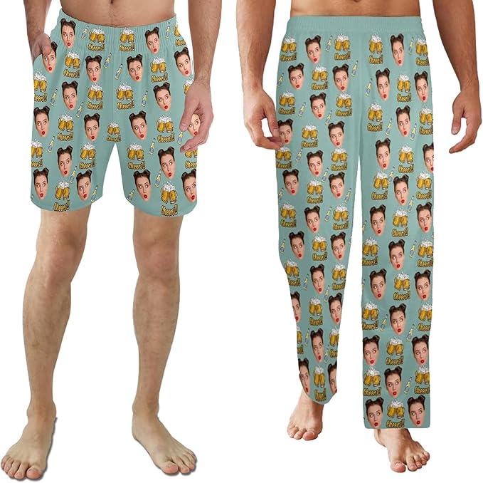 Custom Pajama Pants for Men, Personalized PJ Pants with Photos, Custom Mens Pajama Shorts, Gifts for Dad Husband