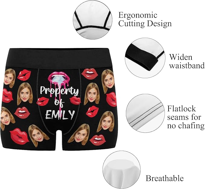 M YESCUSTOM Custom Faces Funny Short Briefs Gift for Husband Underwear