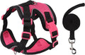 Cat Harness and Leash Set for Walking – Escape-Proof Reflective Vest for Cats and Small Dogs, Adjustable Soft Air Mesh with Pressure-Reducing Design, 4.92ft (Black & Rose, L)