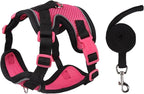 Cat Harness and Leash Set for Walking – Escape-Proof Reflective Vest for Cats and Small Dogs, Adjustable Soft Air Mesh with Pressure-Reducing Design, 4.92ft (Black & Rose, S)