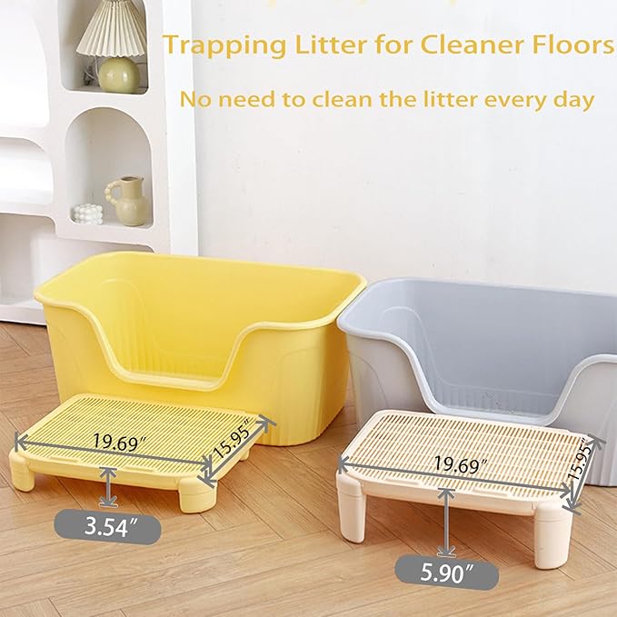 Greywaterproof Cat Mat, 19.69"X15.95"X3.54" Litter Box Mat, Easy Clean, Non-Slip, Urine-Proof Kitty Litter Catcher Mat