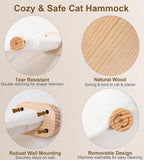Cat Scraching Post Wall Shelves Set of 3 –1 Floating Fabric Hammock, 2 Cat Wall Ladders with 4 Steps EachWall Mounted Bed Furniture & Climber for Large Cats, Indoor Wall Playground