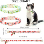 Cat Collar, 2Pack Summer Kitten Collars-Cute Lime and Strawberry Pendants-Breakaway Kitty Collars,Cat Collar with Bell, for Girl & Boy Cats